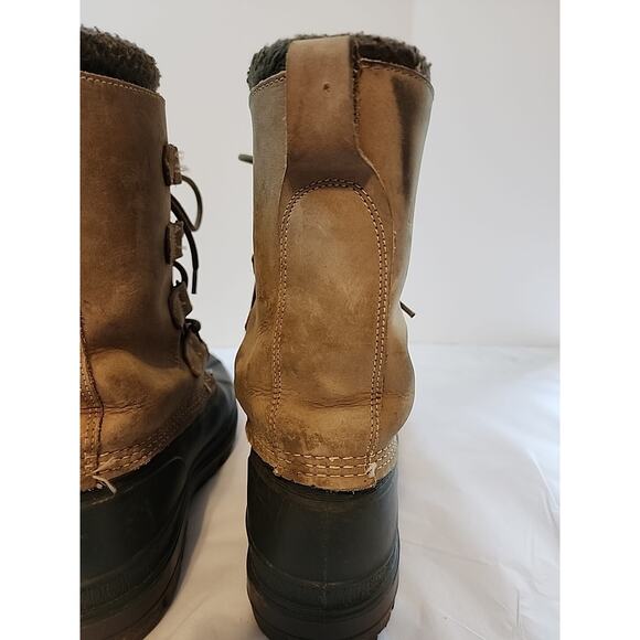 Ll Bean Mens Duck Boots Winter Insulated Size 7 Brown Leather Rubber Wool main image 14